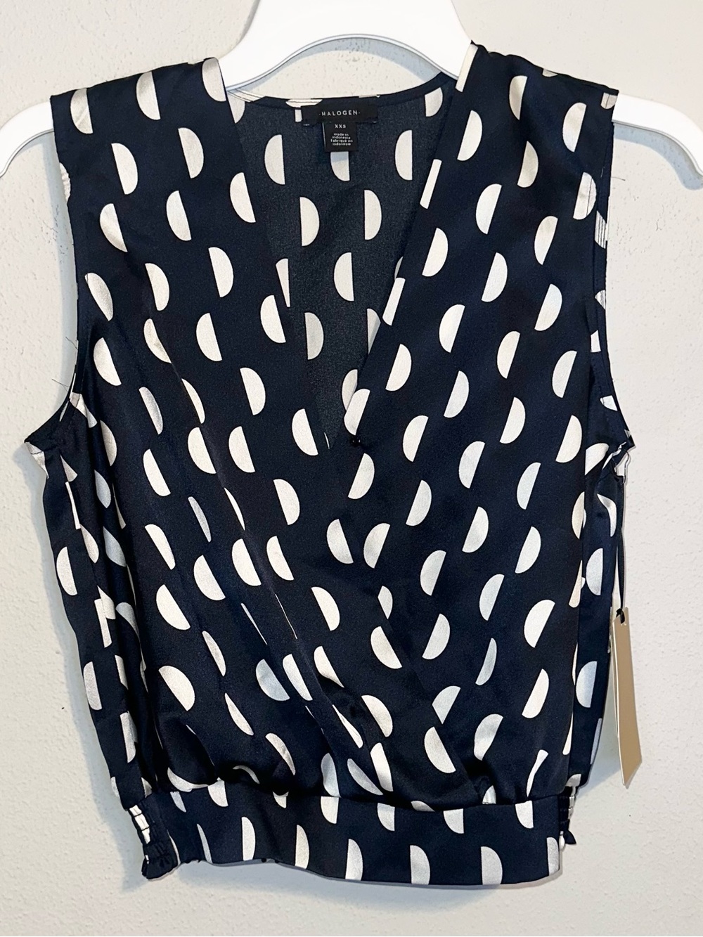 Halogen Navy and White Polka Dot Camisole NWT
